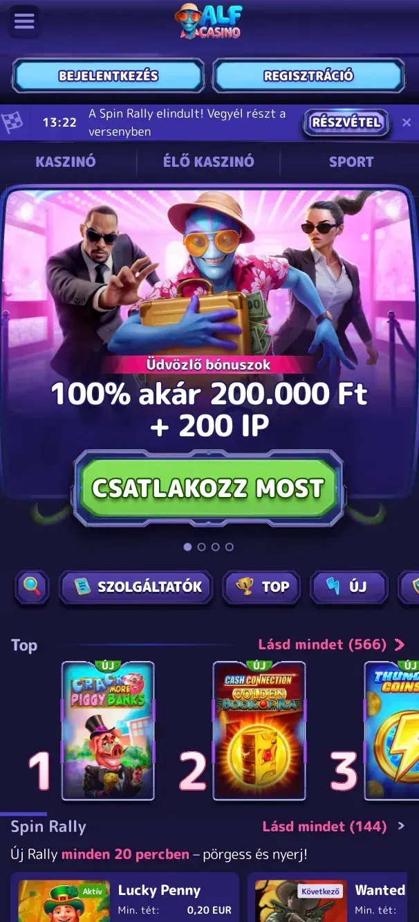Alfcasino mobilalkalmazás